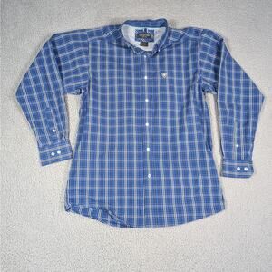 Ariat Pro Series Shirt Mens Small Blue Plaid Button Down Western Performance